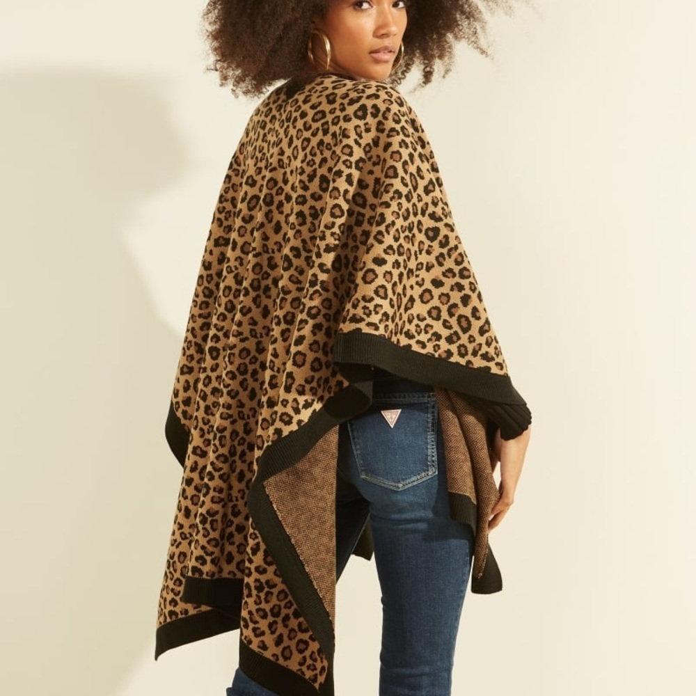 New GUESS LEOPARD RUANA - Picture 5 of 7
